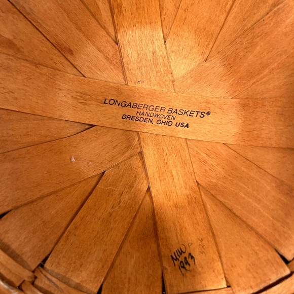 LARGE LONGABERGER BASKET WITH PUNCH BOWL INSERT 1993 - Picture 5 of 9